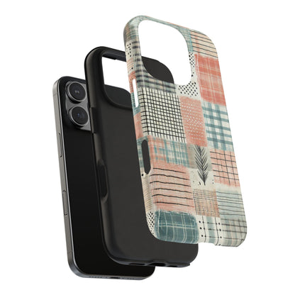 Geometric Patchwork iPhone Case - Modern Minimalist Design, Protective Cover - BOGO Cases