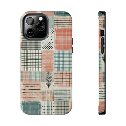 Geometric Patchwork iPhone Case - Modern Minimalist Design, Protective Cover - BOGO Cases