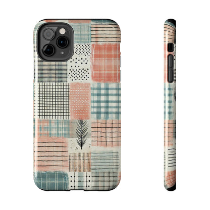 Geometric Patchwork iPhone Case - Modern Minimalist Design, Protective Cover - BOGO Cases