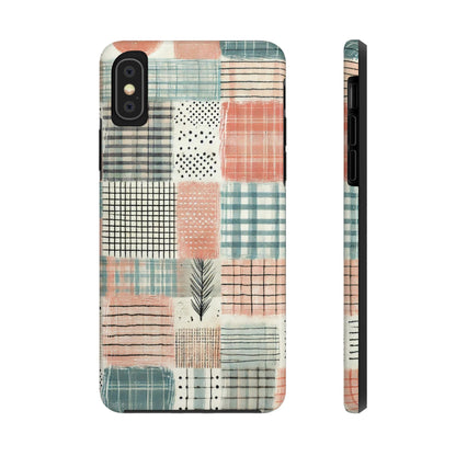 Geometric Patchwork iPhone Case - Modern Minimalist Design, Protective Cover - BOGO Cases