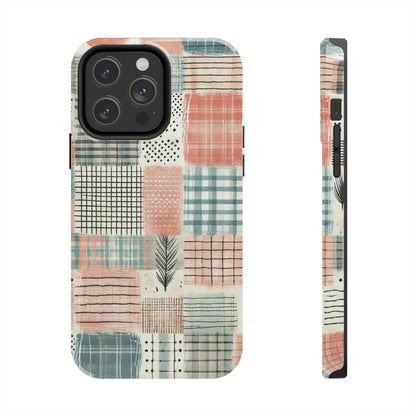 Geometric Patchwork iPhone Case - Modern Minimalist Design, Protective Cover - BOGO Cases