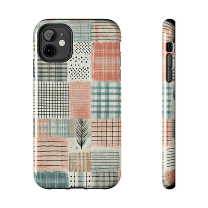 Geometric Patchwork iPhone Case - Modern Minimalist Design, Protective Cover - BOGO Cases