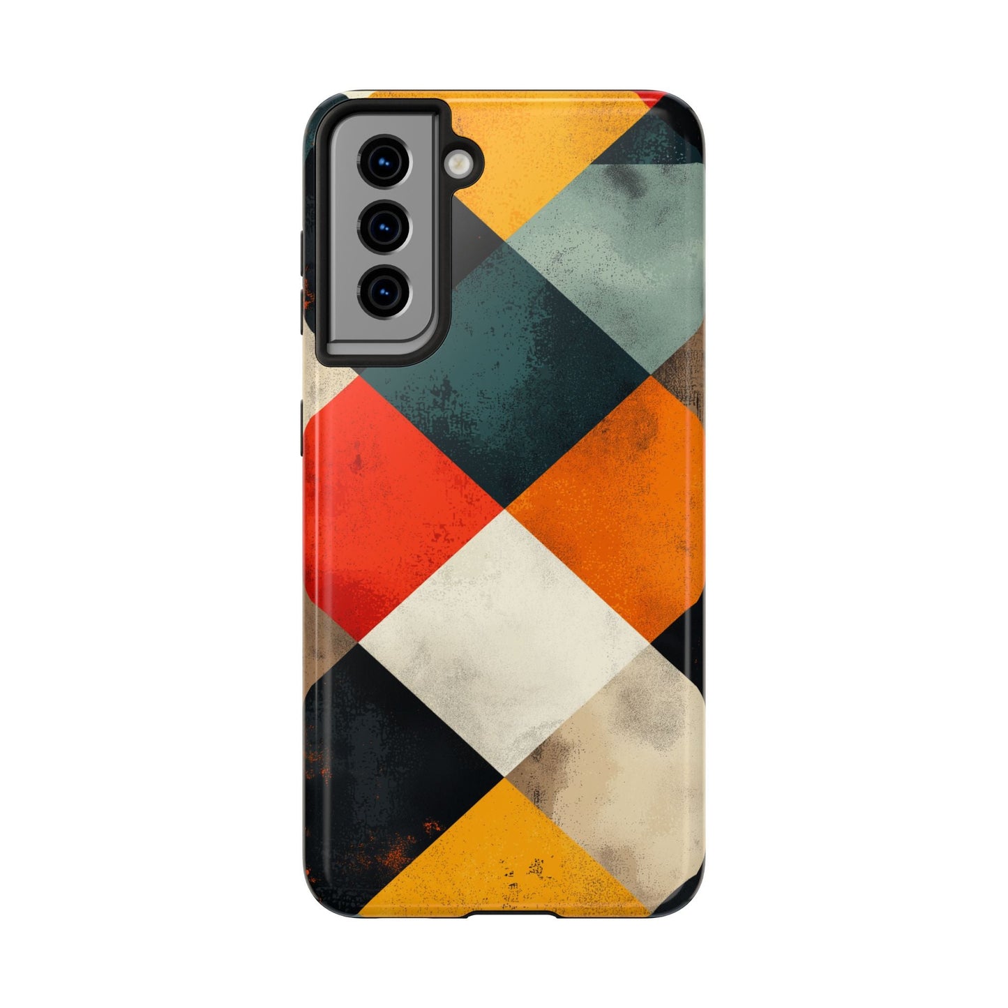 Geometric Retro Samsung Galaxy Case - Colorful Checkered Protective Cover - BOGO Cases