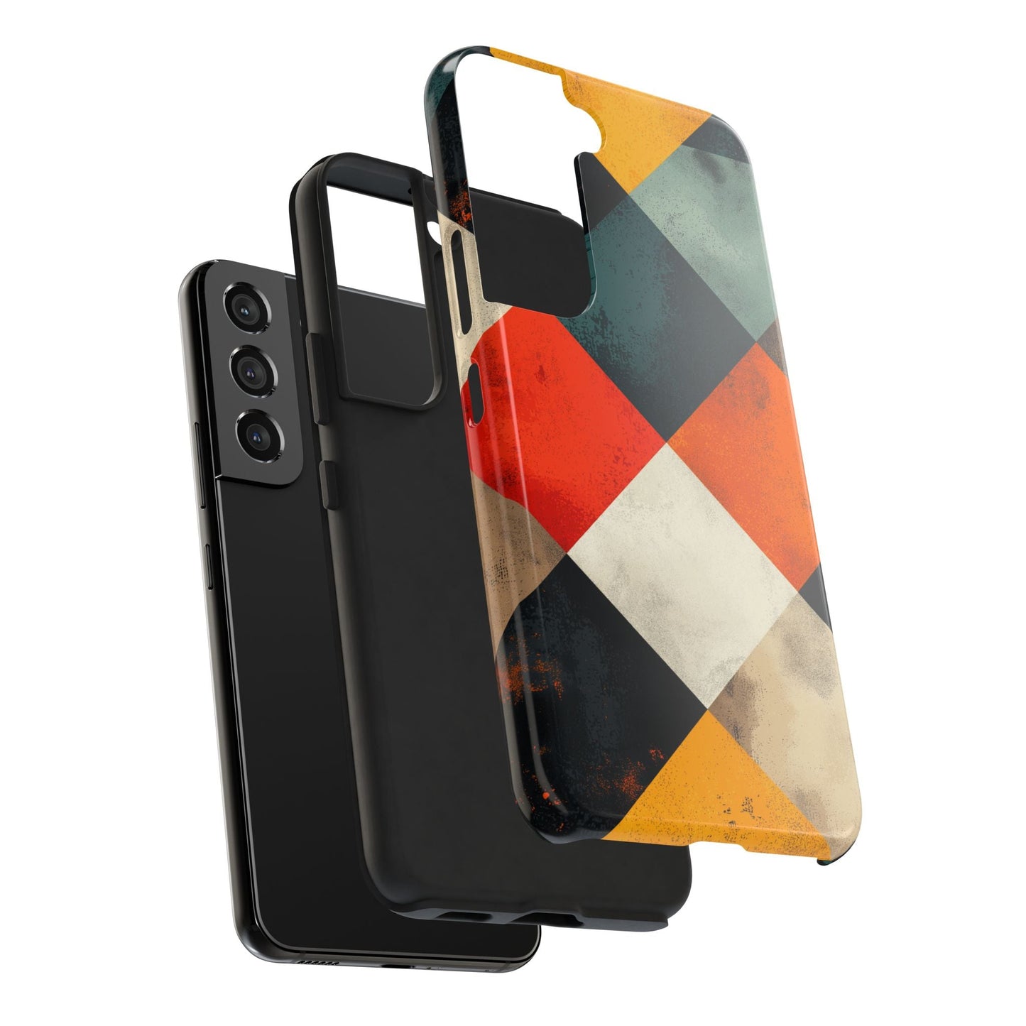 Geometric Retro Samsung Galaxy Case - Colorful Checkered Protective Cover - BOGO Cases