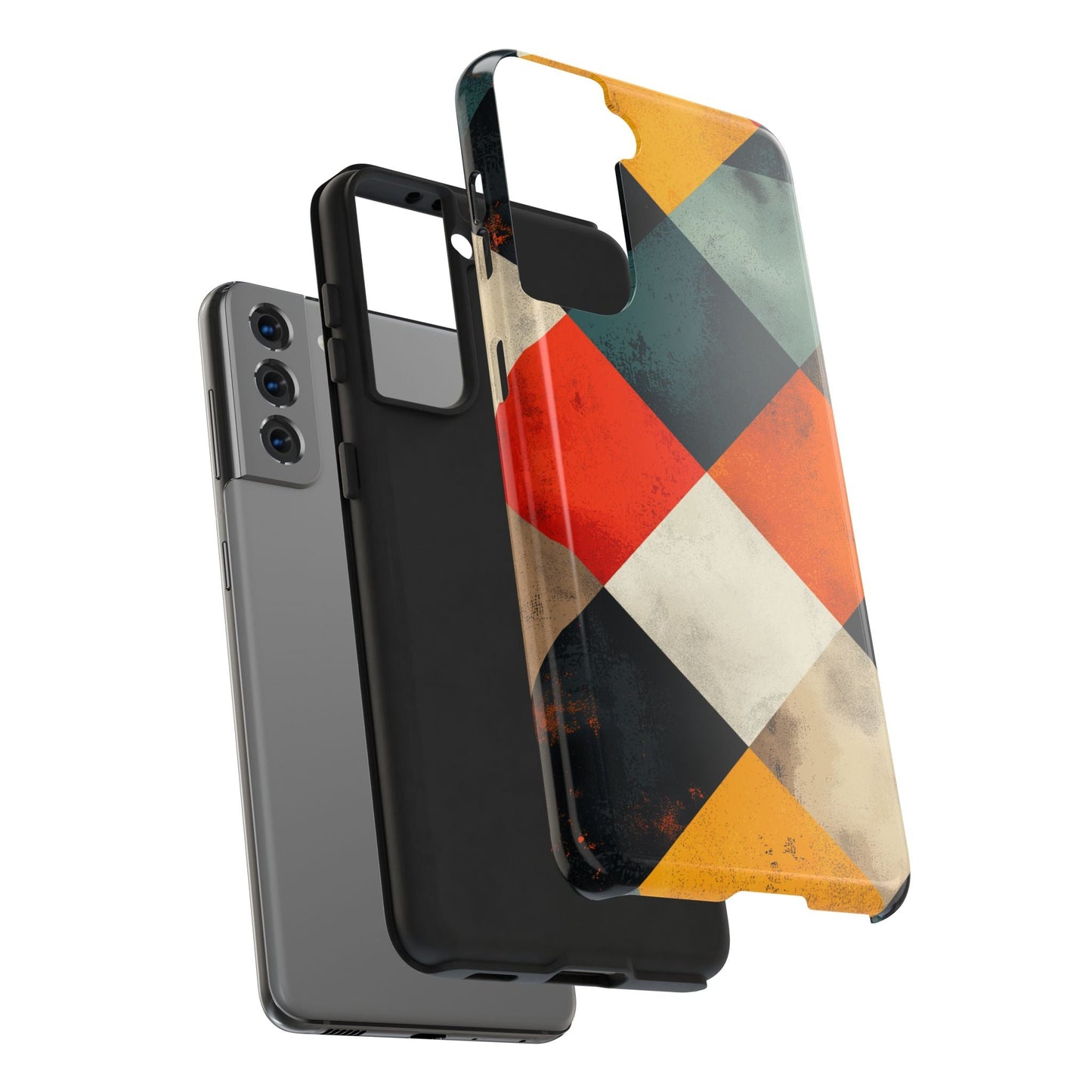 Geometric Retro Samsung Galaxy Case - Colorful Checkered Protective Cover - BOGO Cases