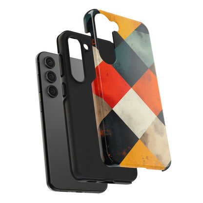 Geometric Retro Samsung Galaxy Case - Colorful Checkered Protective Cover - BOGO Cases