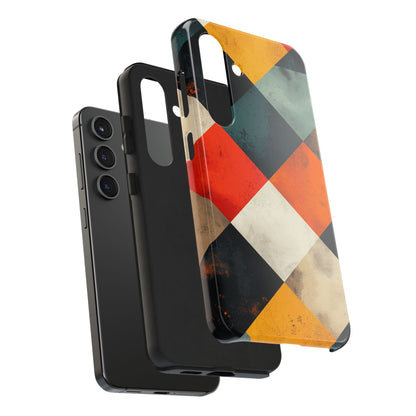 Geometric Retro Samsung Galaxy Case - Colorful Checkered Protective Cover - BOGO Cases