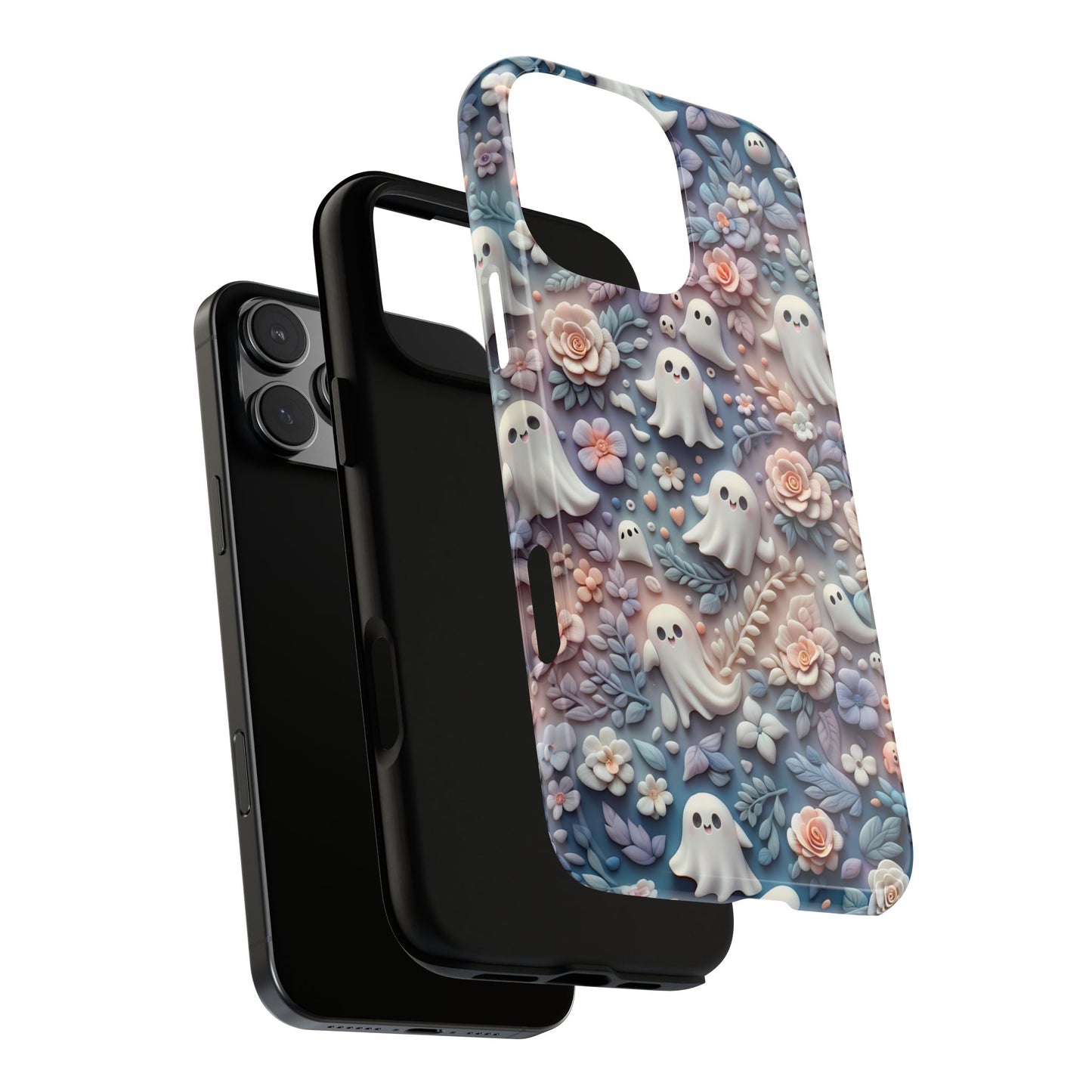 Ghosts Flowers Phone Case - Enchanting Ethereal Clay Autumn and Halloween Aesthetic - Fits All iPhones, Samsung Galaxy, & Google Pixel - BOGO Cases