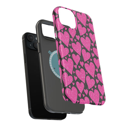 Glitter Hearts MagSafe iPhone Case - BOGO Cases