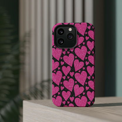 Glitter Hearts MagSafe iPhone Case - BOGO Cases