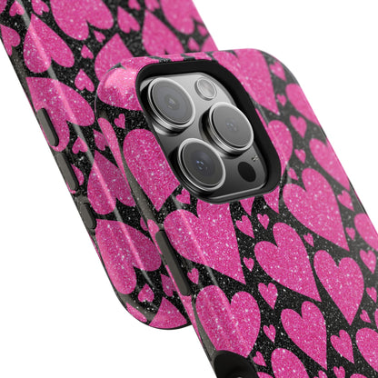 Glitter Hearts MagSafe iPhone Case - BOGO Cases