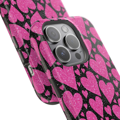 Glitter Hearts MagSafe iPhone Case - BOGO Cases