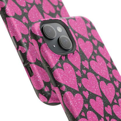 Glitter Hearts MagSafe iPhone Case - BOGO Cases