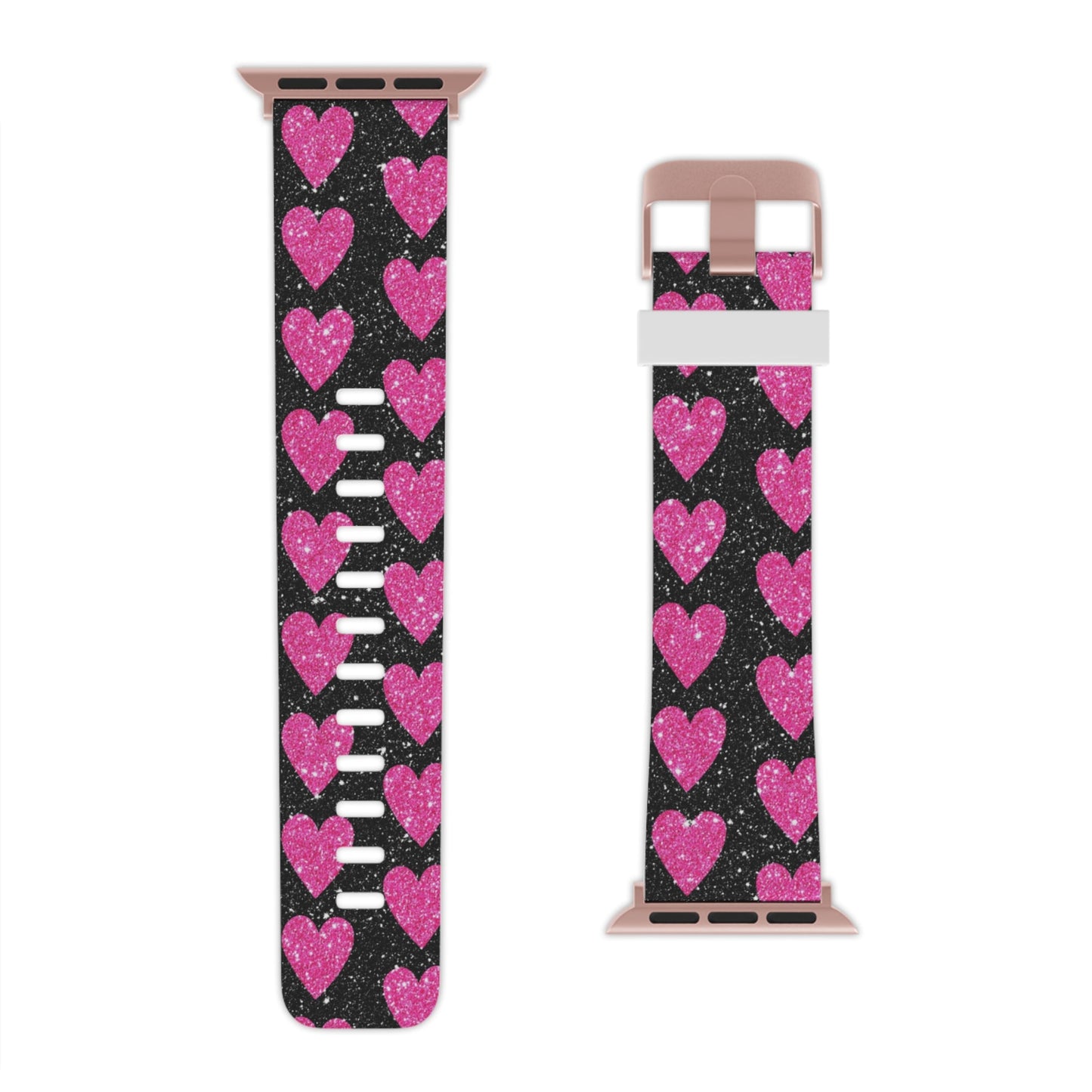 Glitter Pink Hearts Apple Watch Band - BOGO Cases