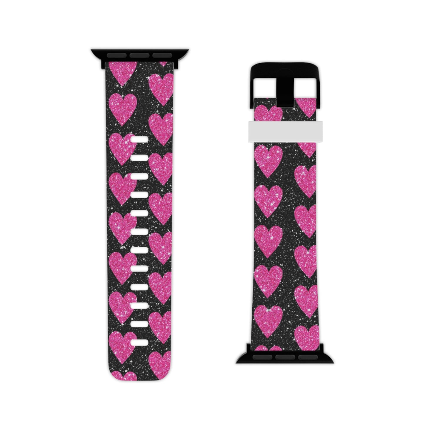 Glitter Pink Hearts Apple Watch Band - BOGO Cases