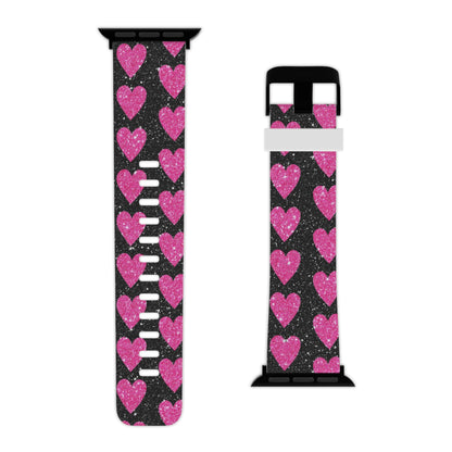 Glitter Pink Hearts Apple Watch Band - BOGO Cases