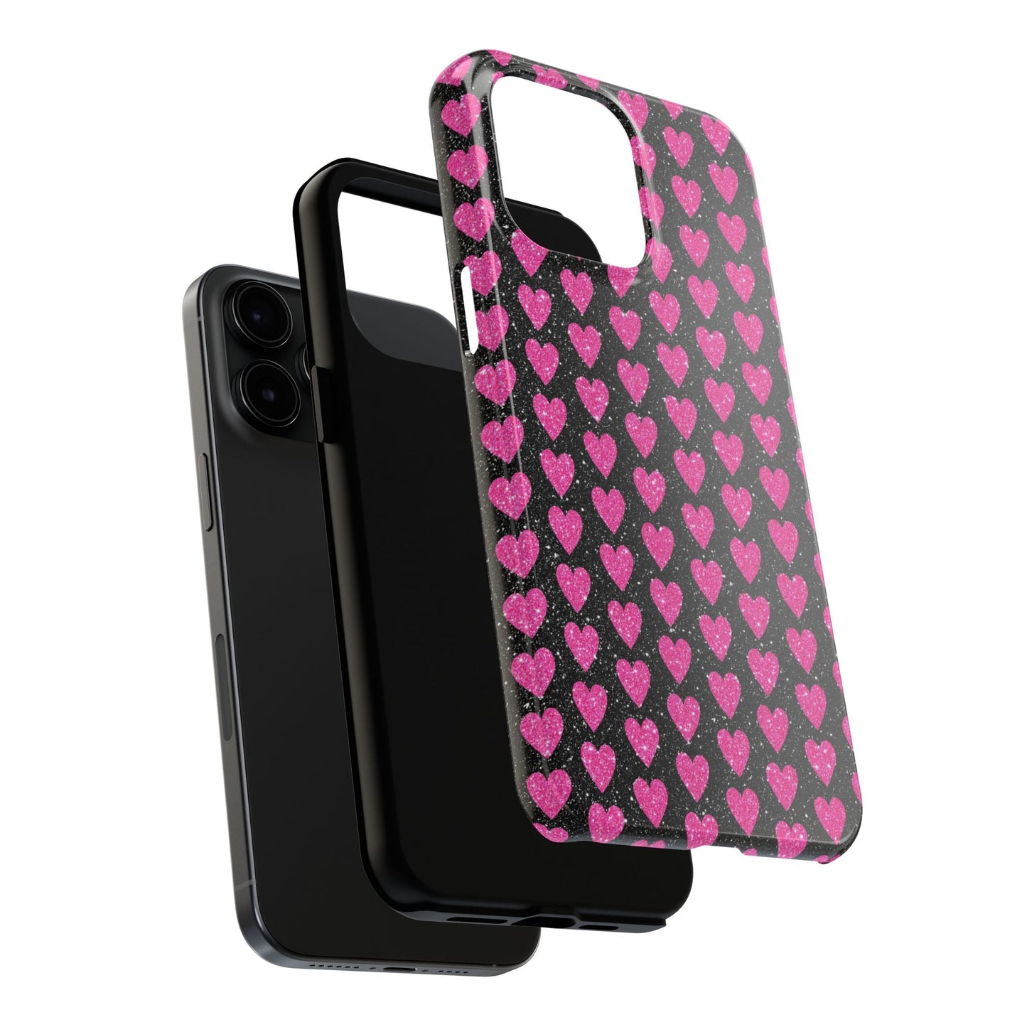 Glitter Pink Hearts iPhone Case - BOGO Cases