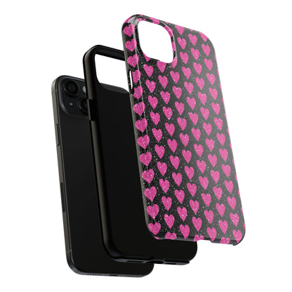 Glitter Pink Hearts iPhone Case - BOGO Cases