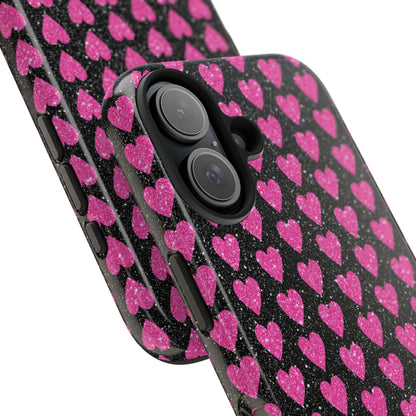Glitter Pink Hearts iPhone Case - BOGO Cases