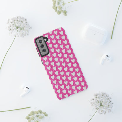 Glittery Pink and Silver Hearts - Samsung Galaxy Case - BOGO Cases