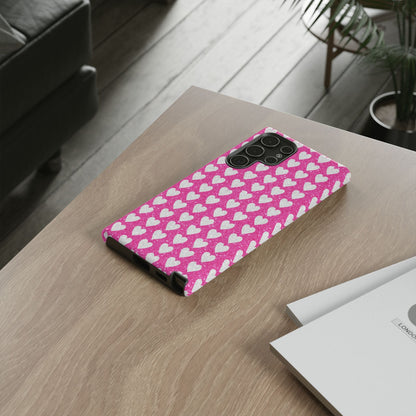 Glittery Pink and Silver Hearts - Samsung Galaxy Case - BOGO Cases