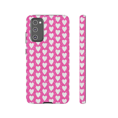 Glittery Pink and Silver Hearts - Samsung Galaxy Case - BOGO Cases