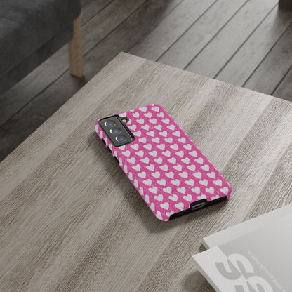 Glittery Pink and Silver Hearts - Samsung Galaxy Case - BOGO Cases