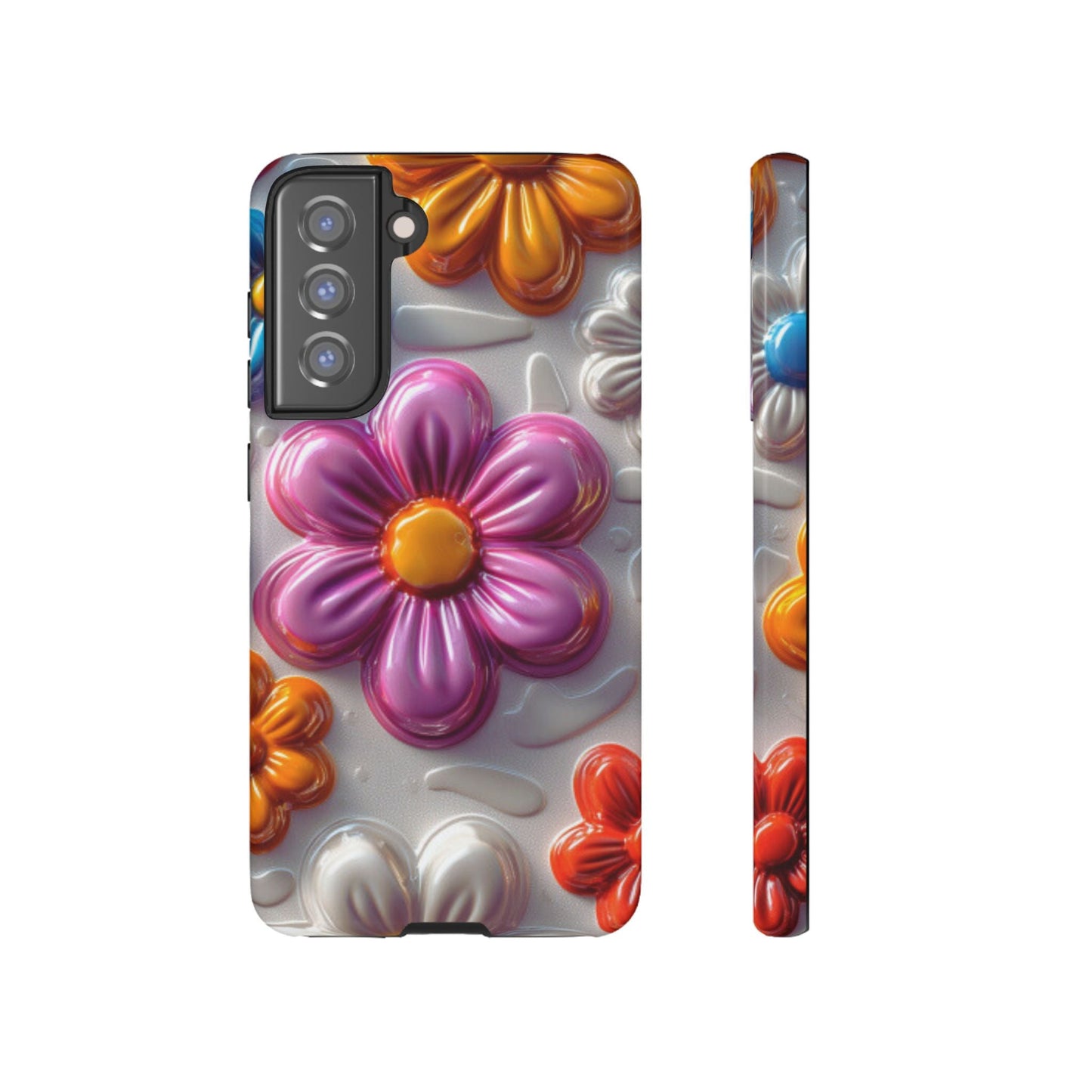 Glossy 3D Floral Samsung Galaxy Case – Colorful Flower Pattern, Durable Protection - BOGO Cases