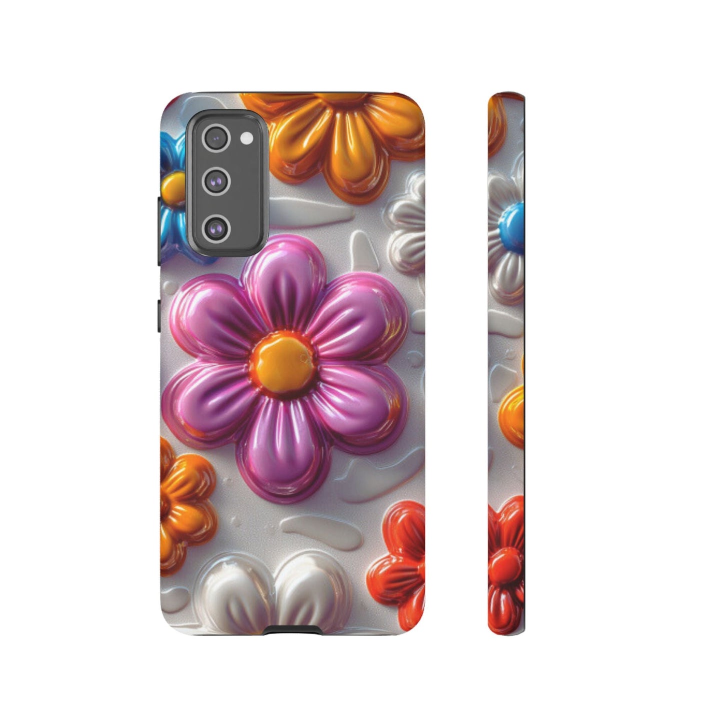 Glossy 3D Floral Samsung Galaxy Case – Colorful Flower Pattern, Durable Protection - BOGO Cases