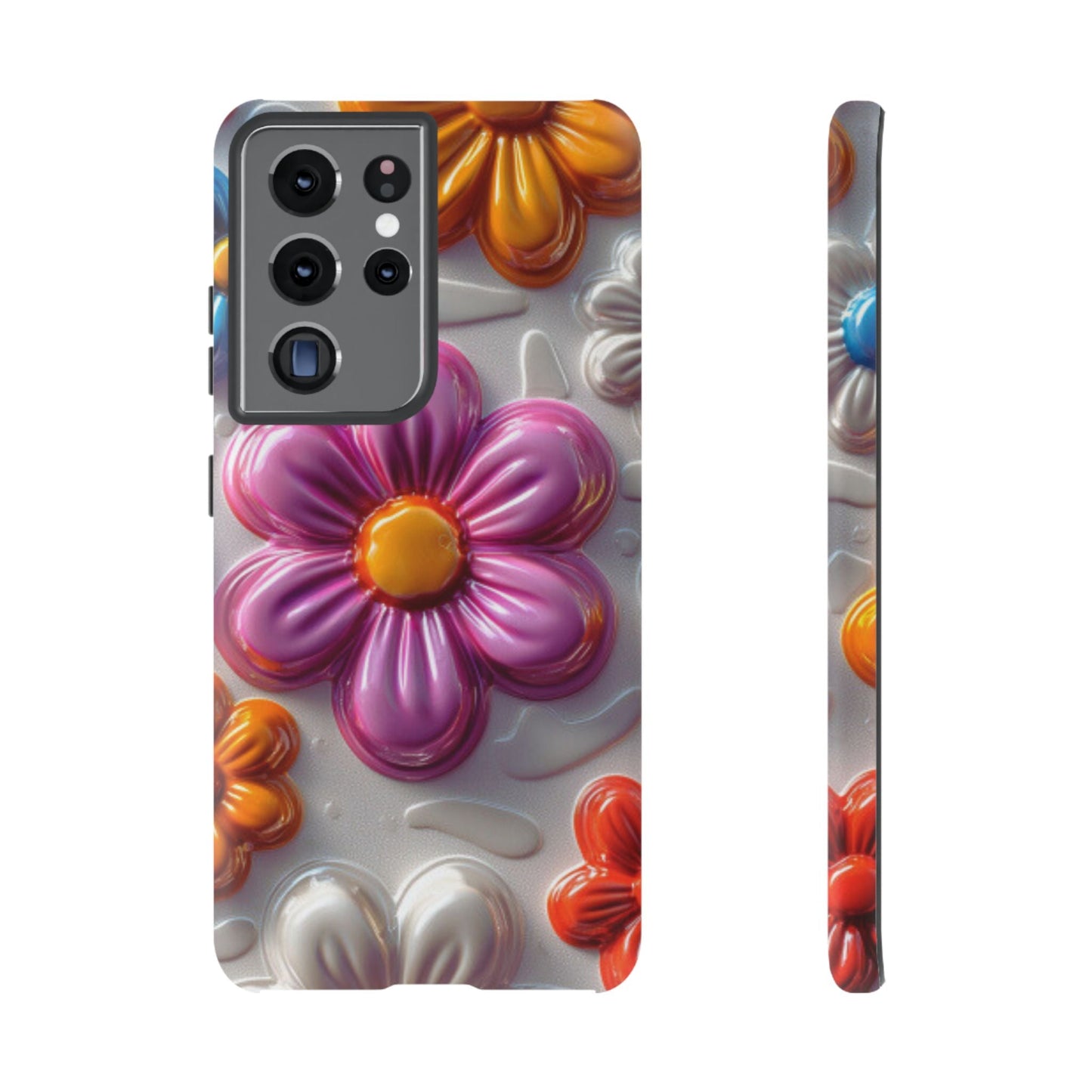 Glossy 3D Floral Samsung Galaxy Case – Colorful Flower Pattern, Durable Protection - BOGO Cases