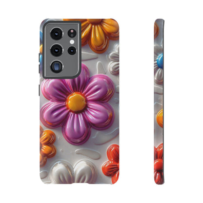 Glossy 3D Floral Samsung Galaxy Case – Colorful Flower Pattern, Durable Protection - BOGO Cases