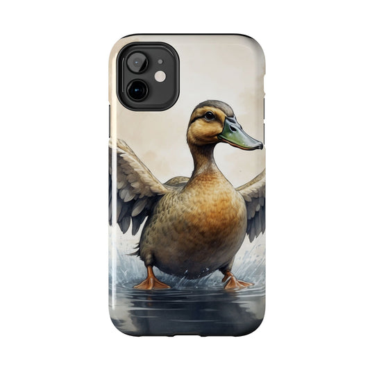 Graceful Duck in Watercolor Scene - iPhone Case - BOGO Cases