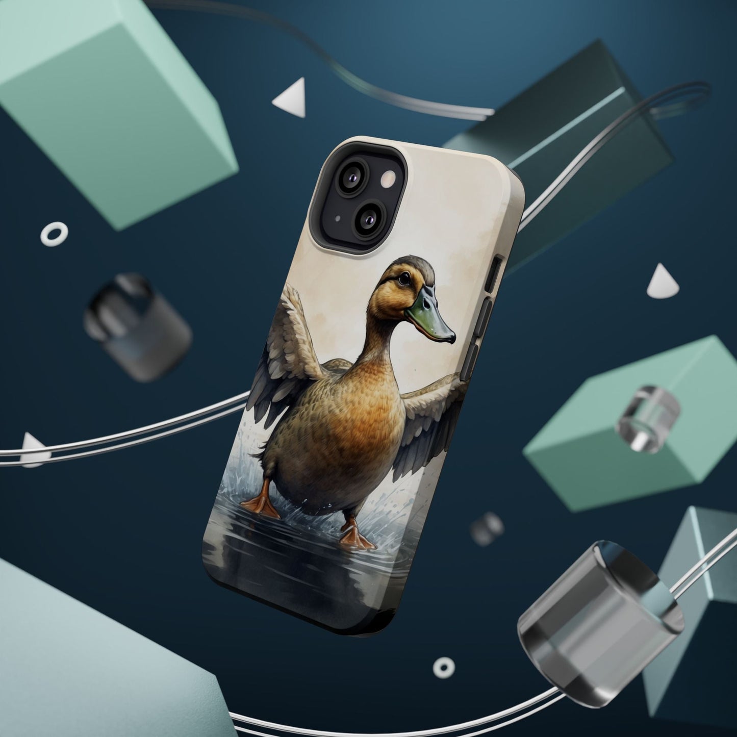 Graceful Duck in Watercolor Scene - MagSafe iPhone Case - BOGO Cases