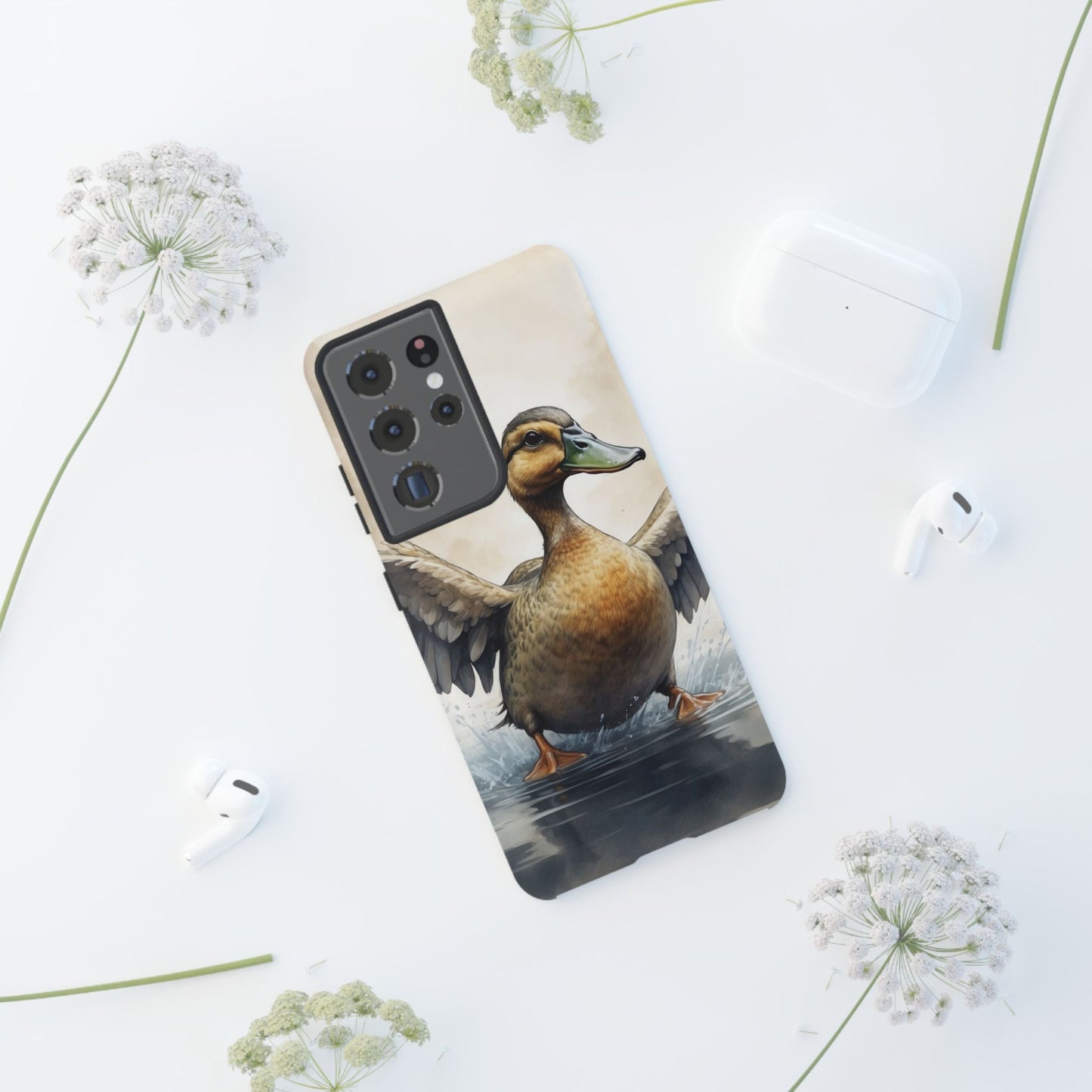 Graceful Duck in Watercolor Scene - Samsung Galaxy Case - BOGO Cases