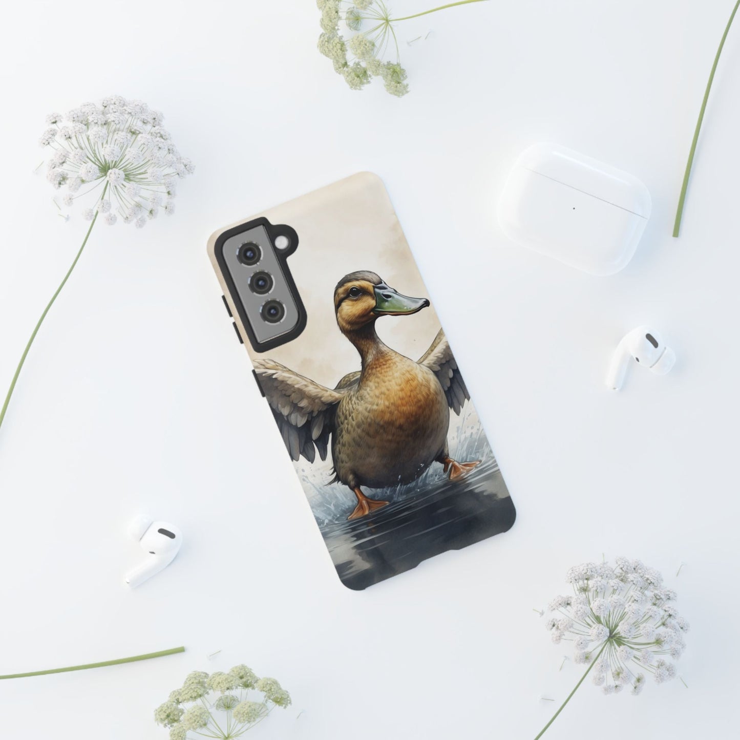 Graceful Duck in Watercolor Scene - Samsung Galaxy Case - BOGO Cases