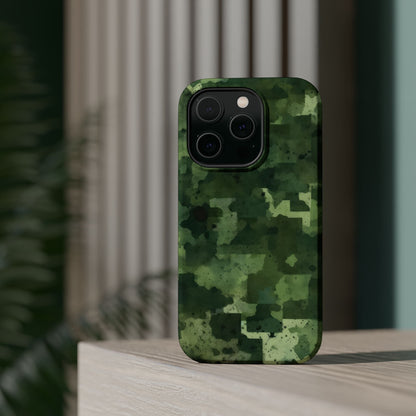 Green Camo Abstract Art - MagSafe iPhone Case - BOGO Cases