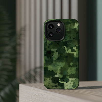 Green Camo Abstract Art - MagSafe iPhone Case - BOGO Cases