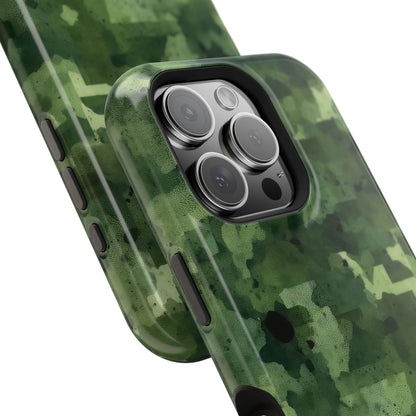Green Camo Abstract Art - MagSafe iPhone Case - BOGO Cases