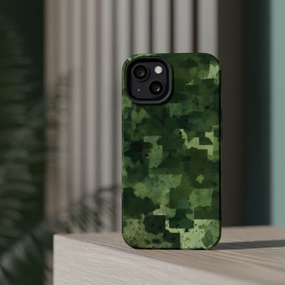 Green Camo Abstract Art - MagSafe iPhone Case - BOGO Cases