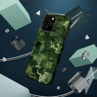 Green Camo Abstract Art - MagSafe iPhone Case - BOGO Cases