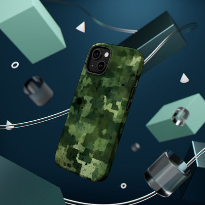 Green Camo Abstract Art - MagSafe iPhone Case - BOGO Cases
