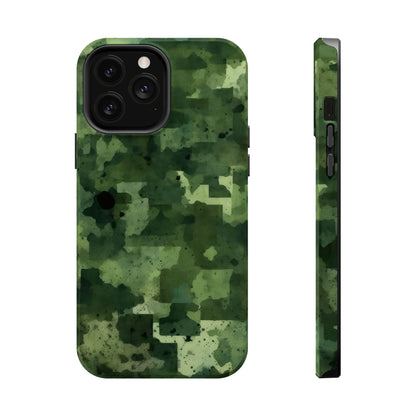 Green Camo Abstract Art - MagSafe iPhone Case - BOGO Cases