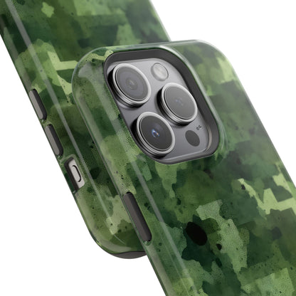 Green Camo Abstract Art - MagSafe iPhone Case - BOGO Cases