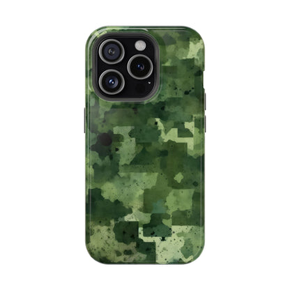 Green Camo Abstract Art - MagSafe iPhone Case - BOGO Cases