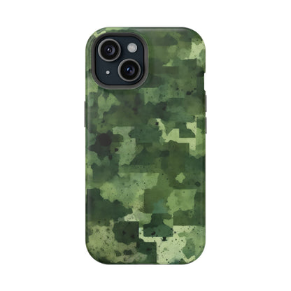 Green Camo Abstract Art - MagSafe iPhone Case - BOGO Cases