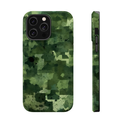 Green Camo Abstract Art - MagSafe iPhone Case - BOGO Cases