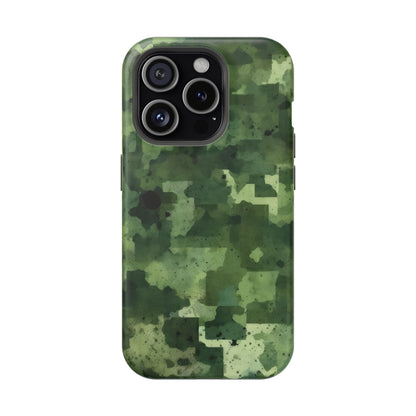 Green Camo Abstract Art - MagSafe iPhone Case - BOGO Cases