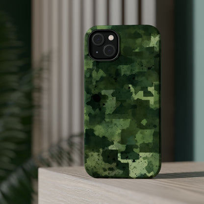 Green Camo Abstract Art - MagSafe iPhone Case - BOGO Cases
