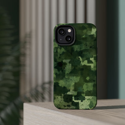 Green Camo Abstract Art - MagSafe iPhone Case - BOGO Cases
