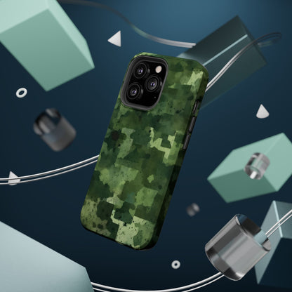Green Camo Abstract Art - MagSafe iPhone Case - BOGO Cases